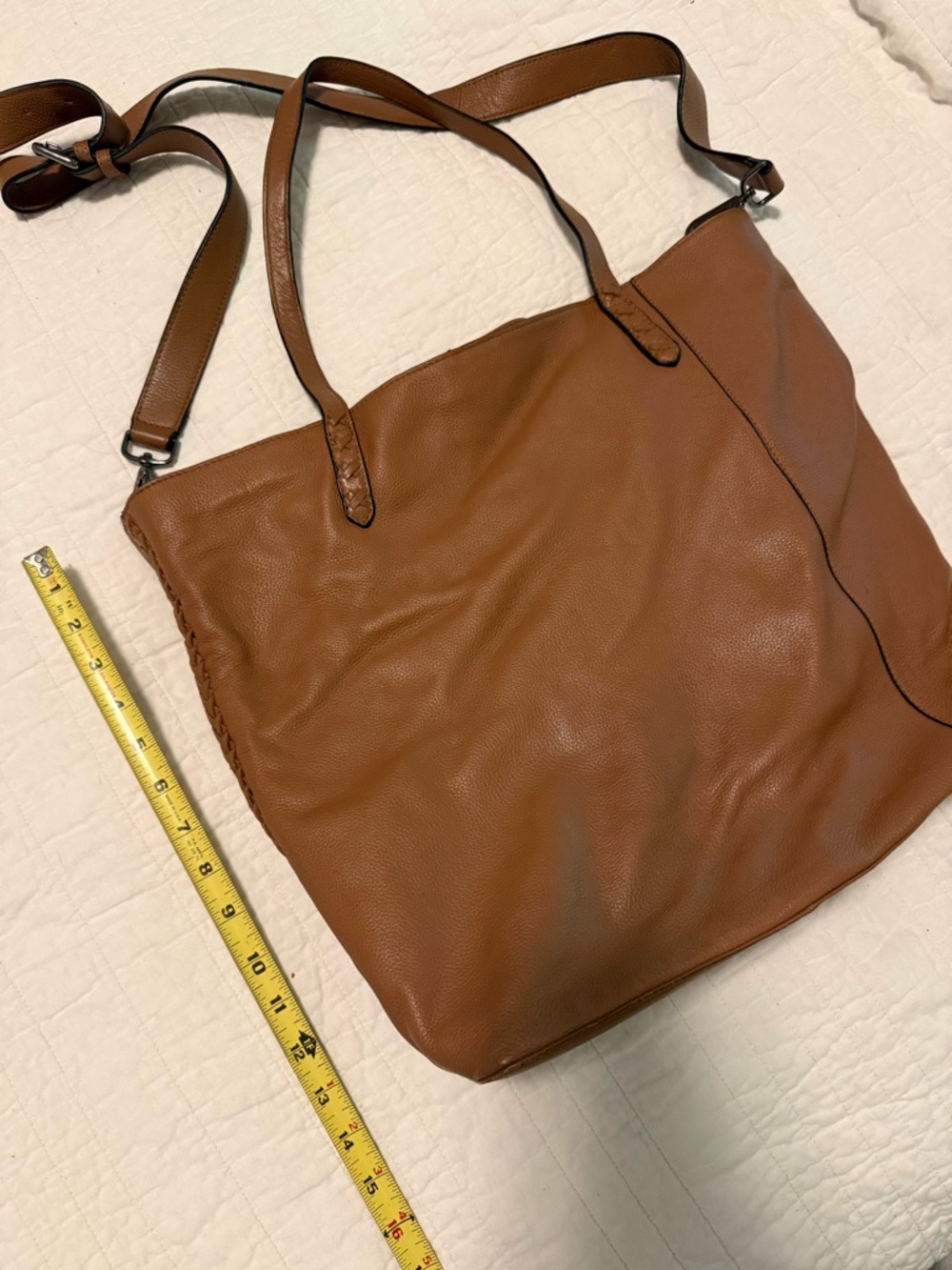 Brown leather tote / cross body bag. Like new.